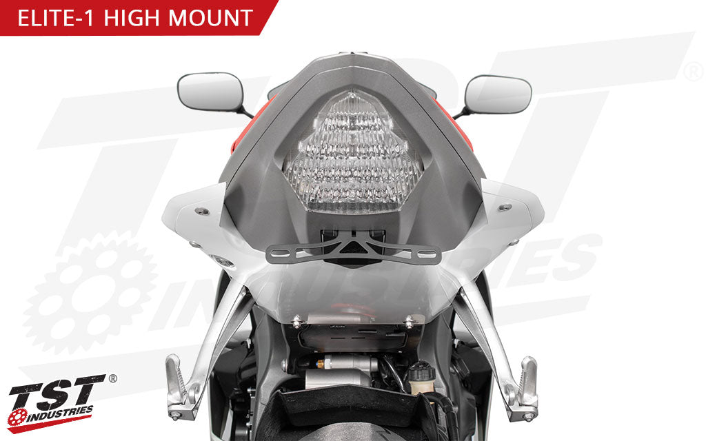License plate brackets are made from laser cut steel with a black powder coat finish.