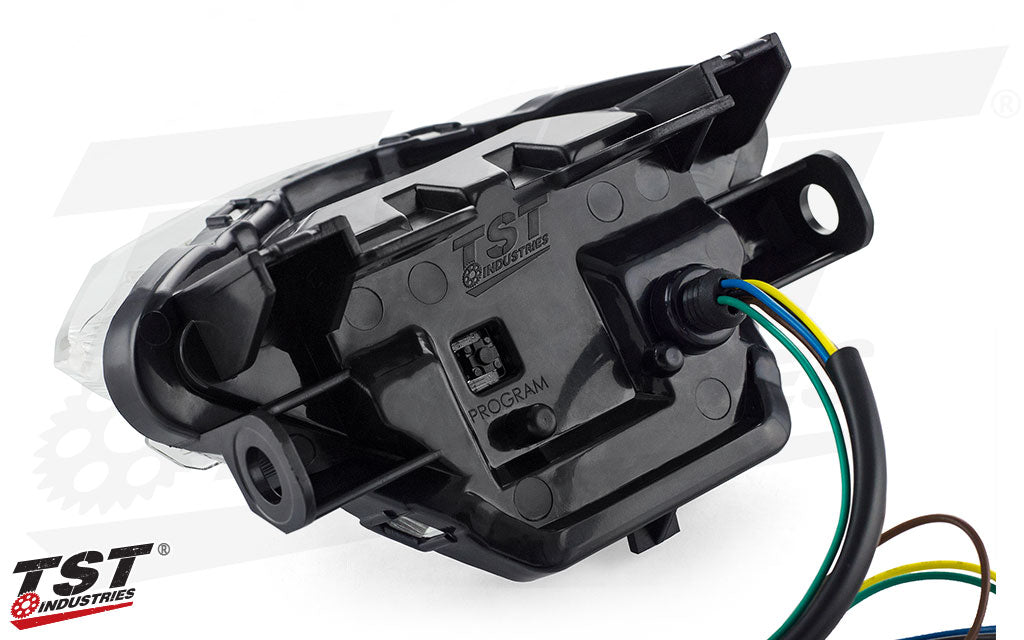 Easy to access program button and plug and play wiring makes our tail light easy to use and install.