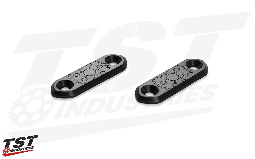 Anodized black aluminum mirror block off plates for your Kawasaki Ninja