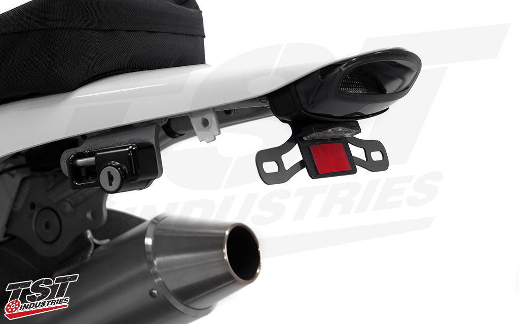 Plug and play installation fender eliminator system. (shown with Stealth License Plate Light, sold separately)