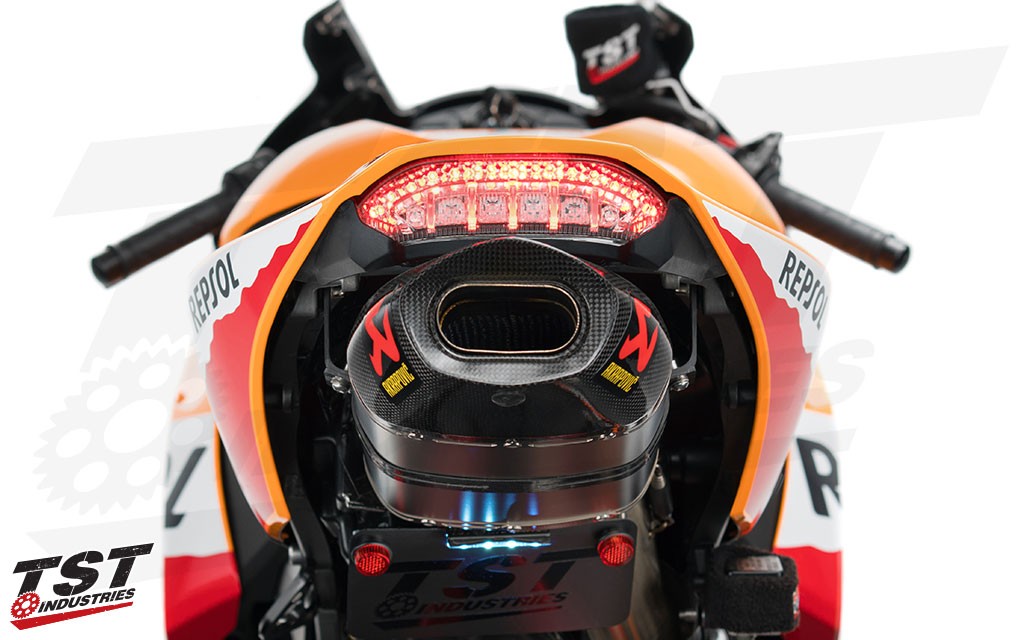 The TST V2 Programmable and Sequential Tail Light provides a bright running light.