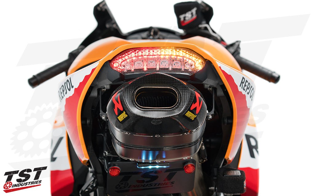 Built in turn signals clean up the look of your 2013+ Honda CBR600RR.