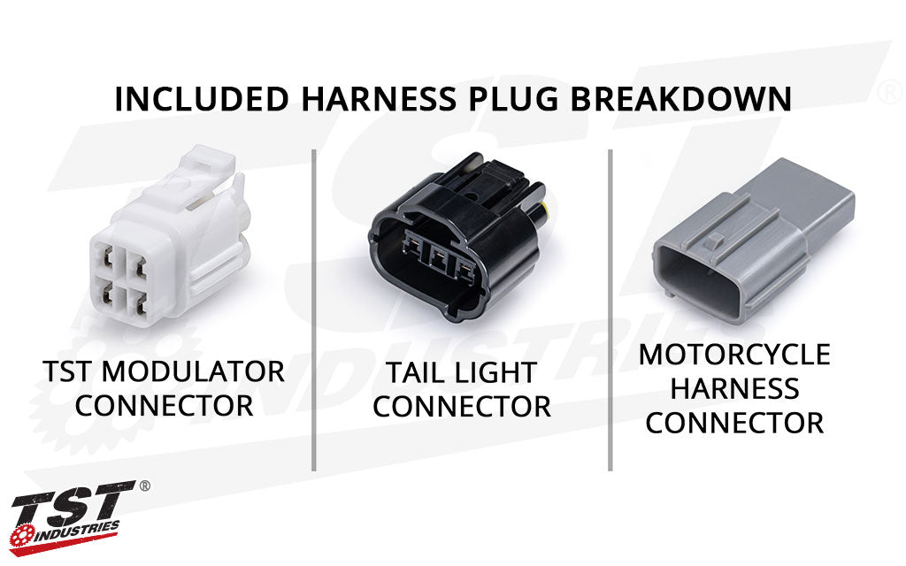 Plug breakdown of the included Yamaha R1 / R9 / R7 / R6 wire harness.