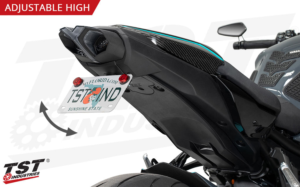 Adjust your MT-10 license plate angle to fit your style with the Adjustable High Mount kit.