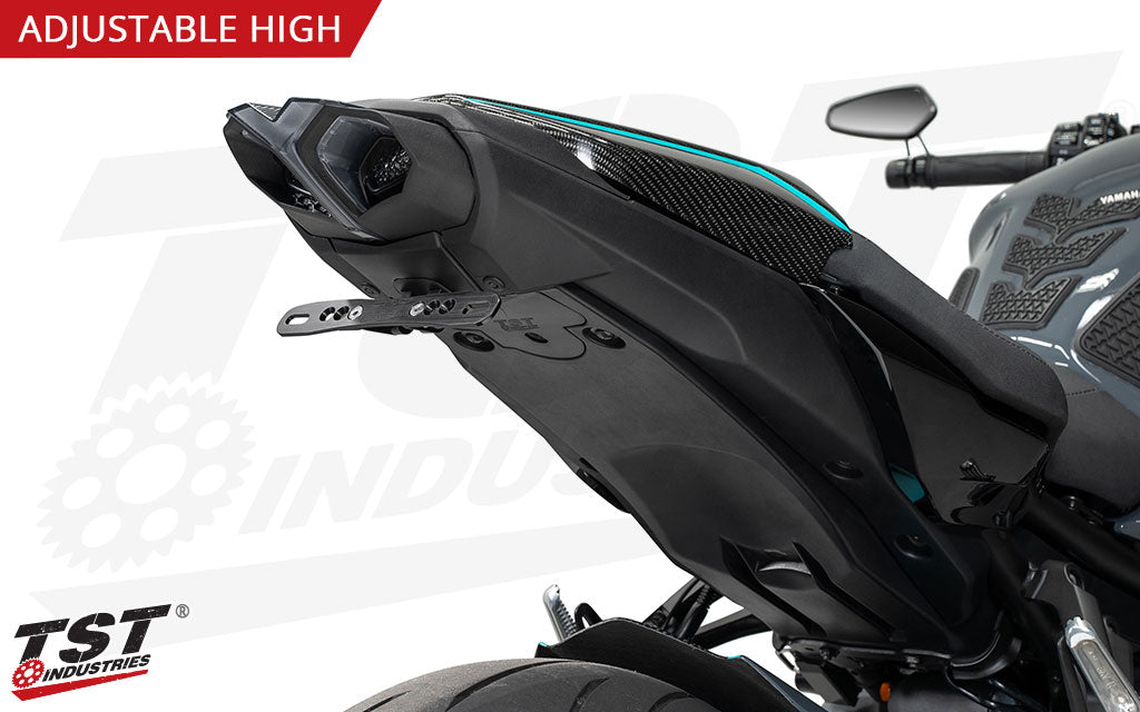 The Adjustable Bracket is CNC machined from black anodized aluminum for a durable and sleek finish.