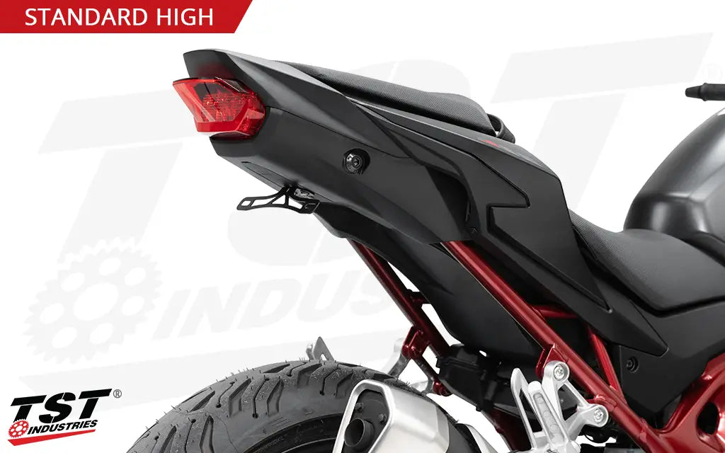 TST Industries Elite-1 Fixed High Mount Tail Tidy installed on the 2025 Honda CB750 Hornet.