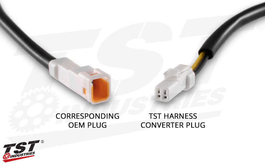 Compare the TST harness converter plug with the corresponding OEM plug to ensure compatibility.