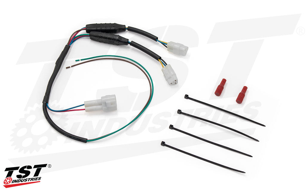 What's included in the TST DRL to Turn Signal Harness Converter for Yamaha YZF-R6 2017-2020.
