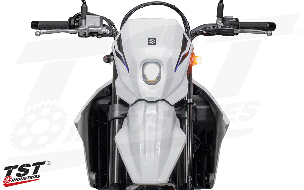 TST Industries Flushmount Turn Signals for the Suzuki DRZ-400S and DRZ-400SM feature 90 degrees of light spread.