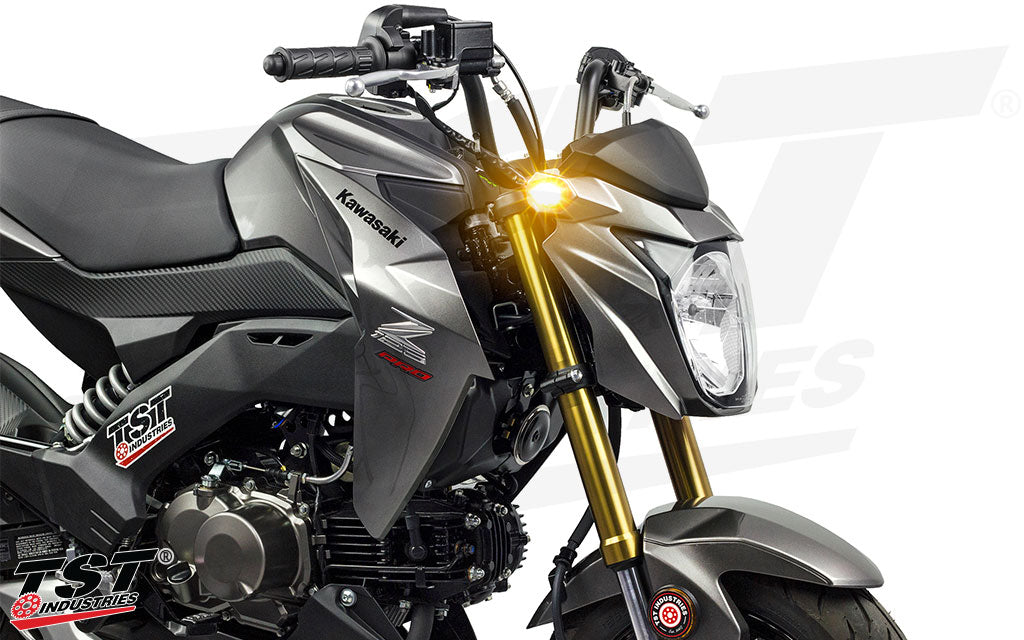 TST LED Front Flushmount Turn Signals for Kawasaki Z125 PRO 2017+