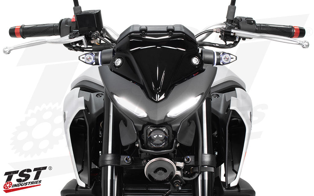 TST MECH-GTR Front LED Turn Signals on the 2020+ Yamaha MT-03.