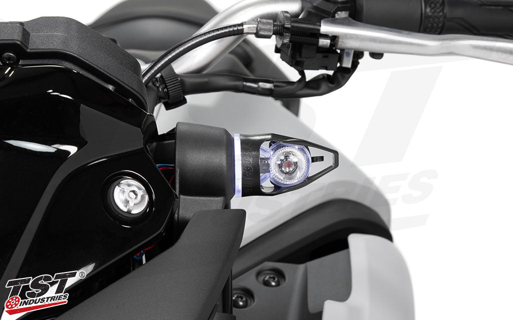 Designed to accentuate the unique styling of the Yamaha MT-03. - Hyper White Halo Color Shown.