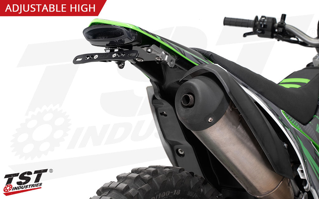 Mount your license plate with an adjustable position CNC machined aluminum bracket.
