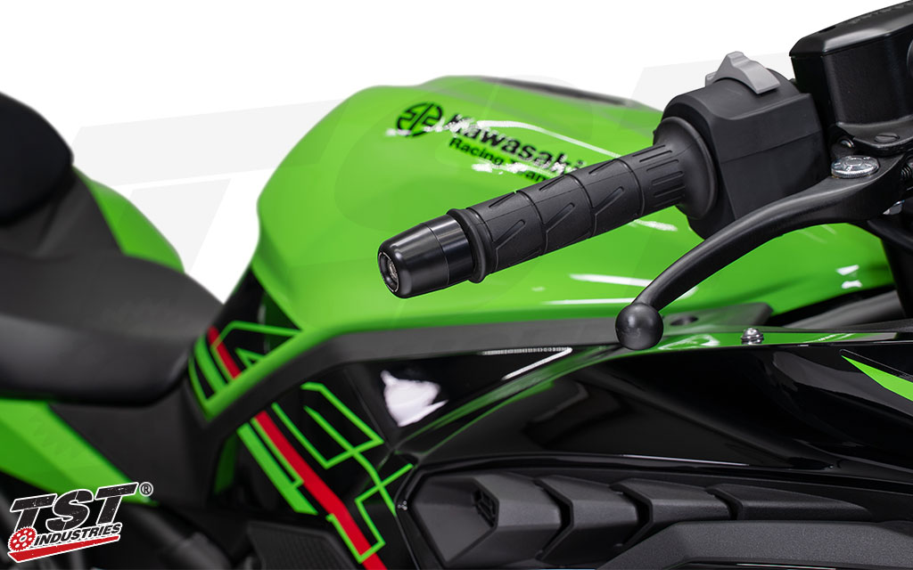 Womet-Tech Bar Ends installed on the 2023+ Kawasaki ZX-4RR.