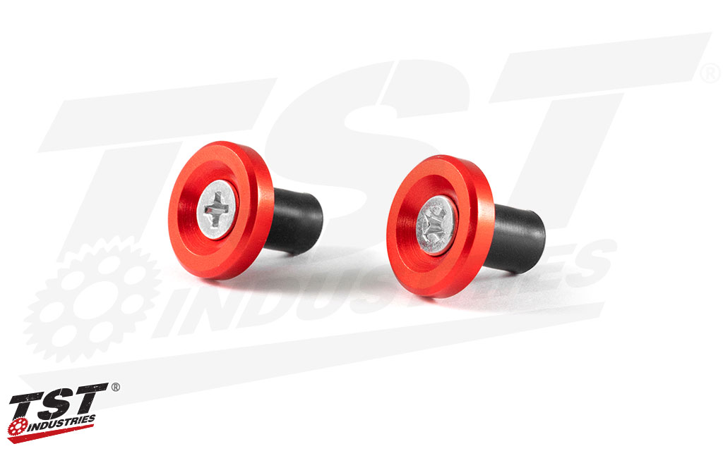 Red TST Universal Mirror Block Off Plugs.