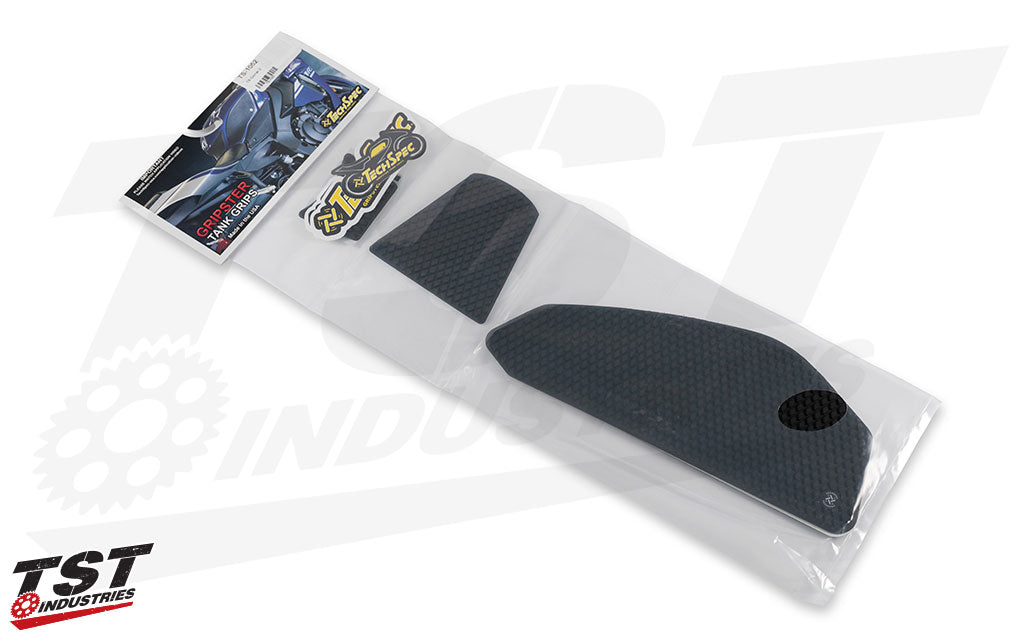 What's included in the TechSpec Gripster Tank Grips for Yamaha YZF-R7 2022-2025 - Snake Skin