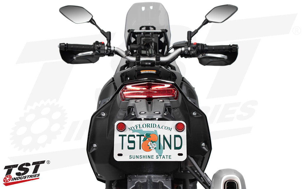 Mounts your license plate in a position similar to stock without the unnecessary bulk.