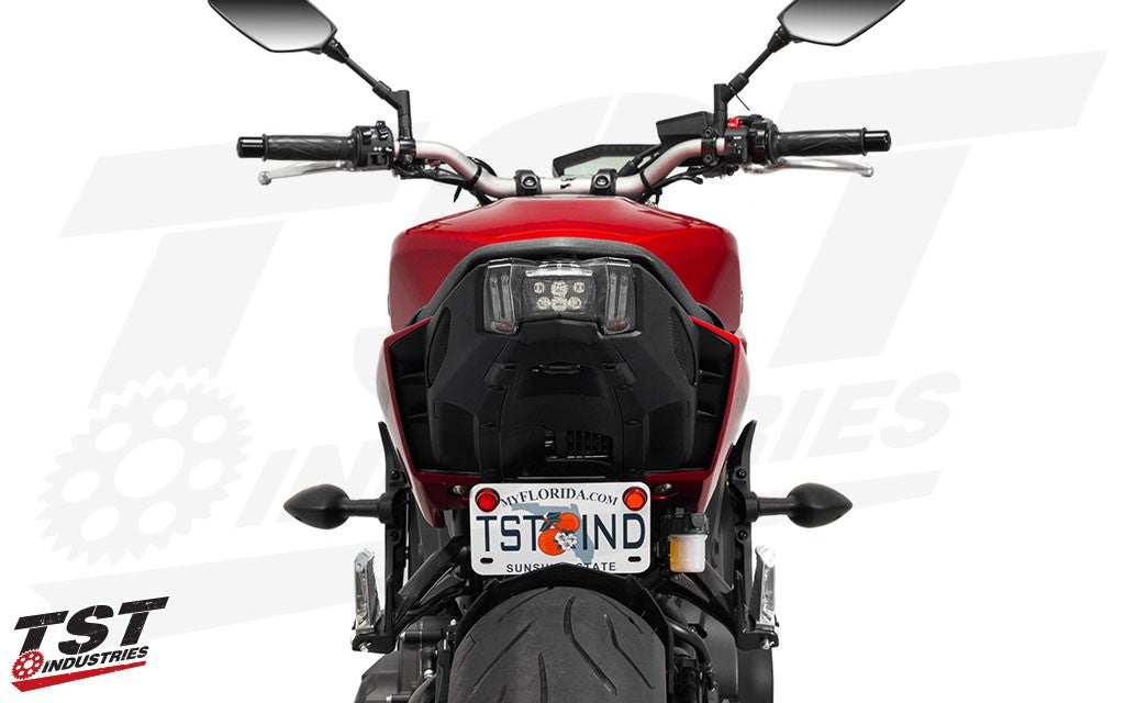2017-2020 FZ-09 Elite-1 Fender Eliminator shown in the Lower mounting location. ONLY possible with the fixed Low bracket.