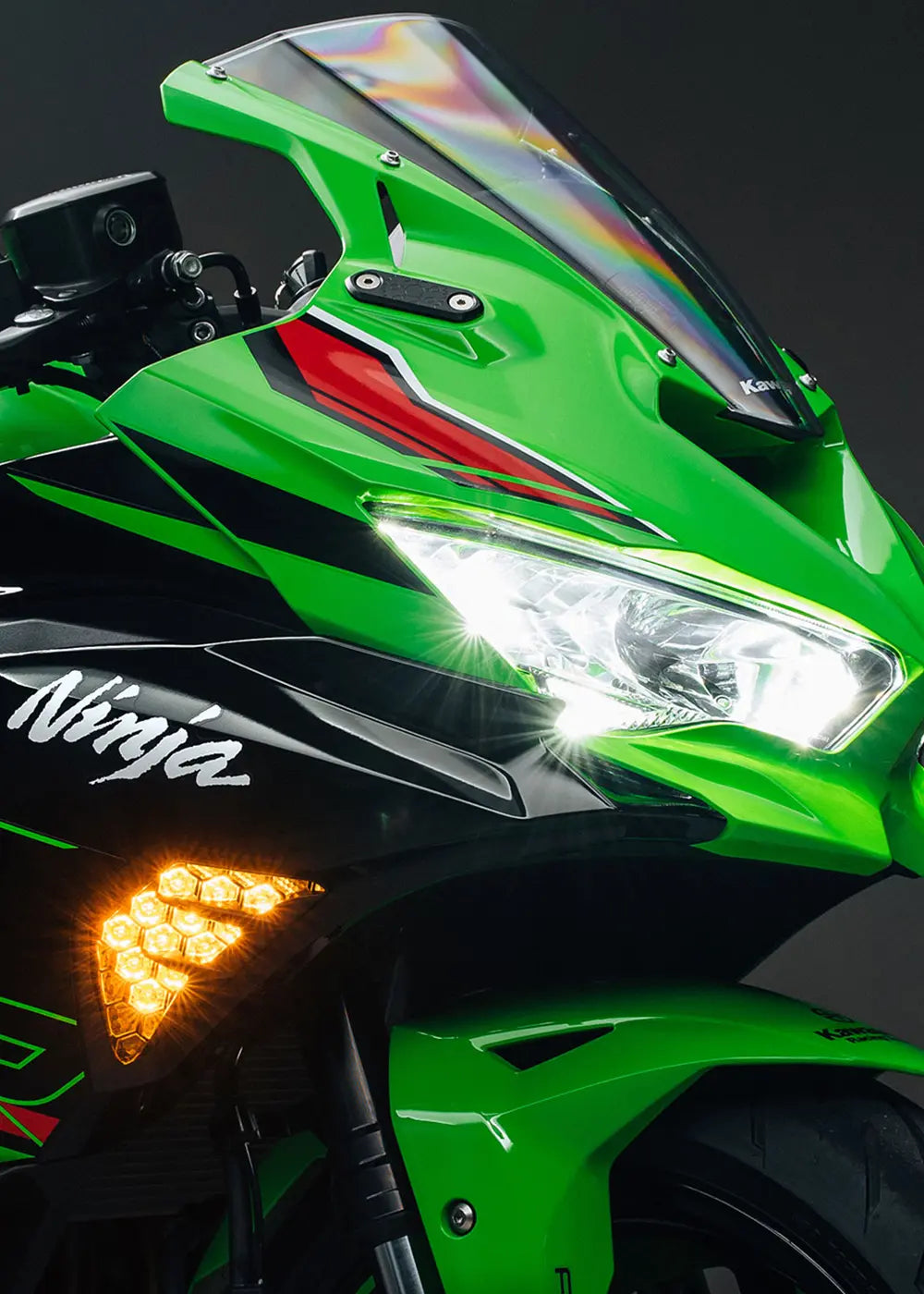 2024 Kawasaki ZX-4RR with TST Industries Nexus Front LED Turn Signals.