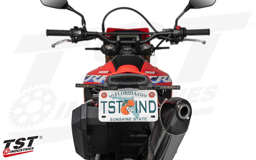 Comes pre-wired to accept external turn signals that use male bullet connectors, like our BL6 LED signals
