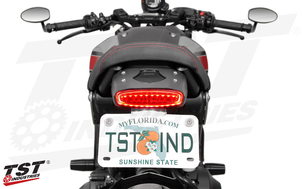 Perimeter lit running light sets your Yamaha XSR900 apart from the rest.