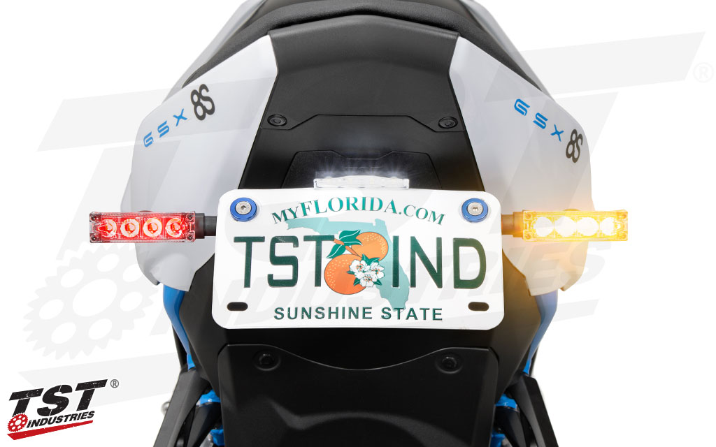 Red and amber LEDs provide both brake light and turn signal functionality.