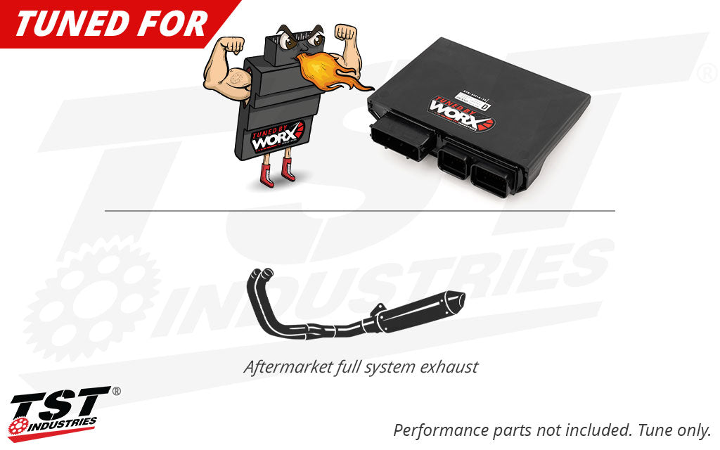 TST WORX Performance ECU Tune Dyno Chart for 2022+ Yamaha MT-10