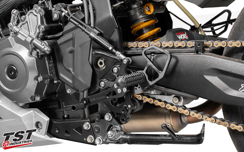 Black anodized finish ensures a stealth look on your Suzuki GSX-8S or GSX-8R.