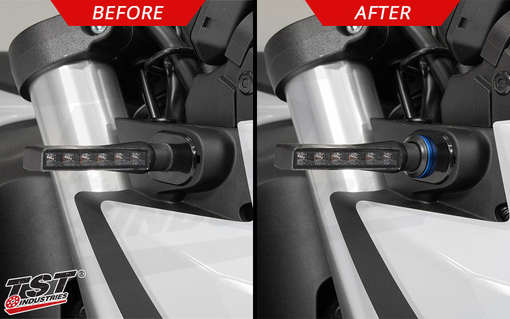 Upgrade your front TST Pod Turn Signals with the TST Accent Washer Kit for 8mm Pod Turn Signals
