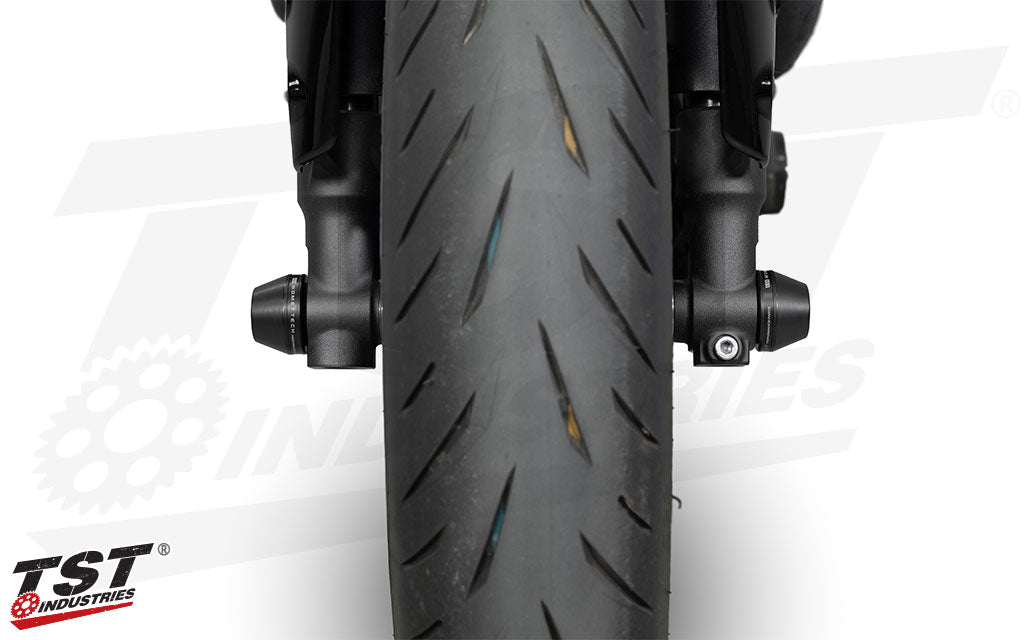 Protect your Yamaha R7 fork bottoms and rotors with Womet-Tech fork Sliders.