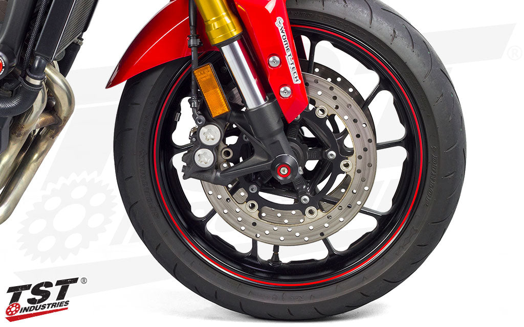 Womet-Tech Fork Slider kit installed on the Yamaha FZ-09 / MT-09.