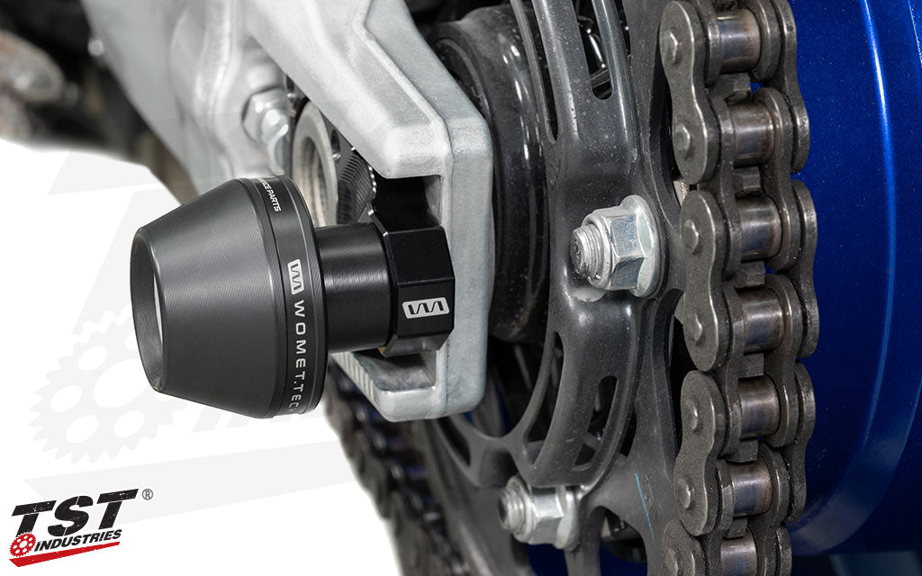 Large delrin slider promotes sliding and adds an extra layer of protection for your swingarm.