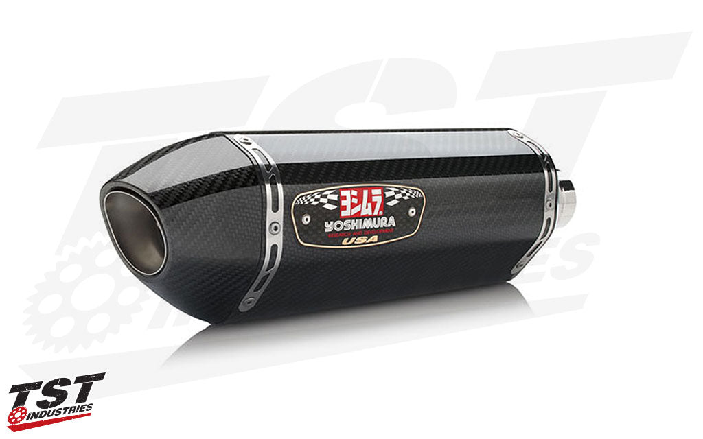 Yoshimura R-77 canister is also available in carbon fiber with a carbon fiber tip.