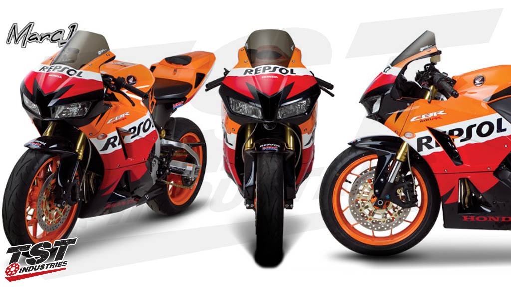Zero Gravity crafted a unique windscreen based off of Honda Repsol Rider Marc Marquez's very own windscreen.