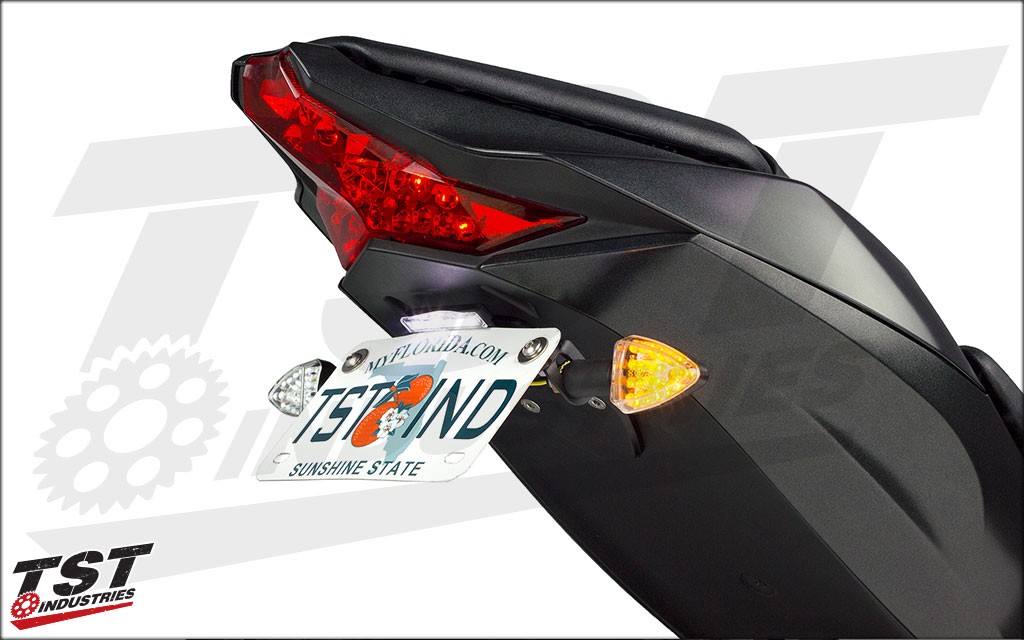 Shown with our LED Pod Signals, Standard Fender Eliminator, and License Plate Light (All sold separately)