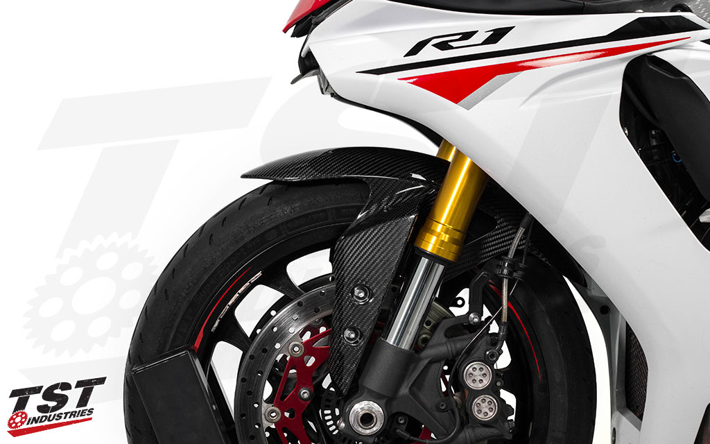 TST Industries Twill Carbon Fiber Front Fender for Yamaha R1, R6, and FZ-10 / MT-10