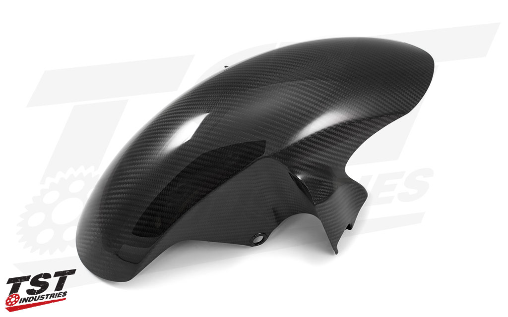 Add some aggressive and modern style to your Yamaha R6 with this twill carbon fiber front fender.