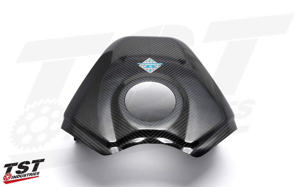 Offers complete fuel tank protection and added rider knee support.