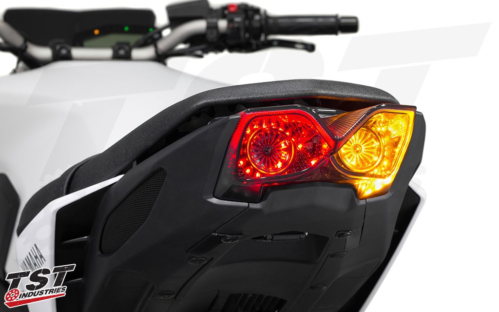 Bright LEDs and our unique lens geometry combine to create a completely badass integrated tail light for your FZ-09 / MT-09.
