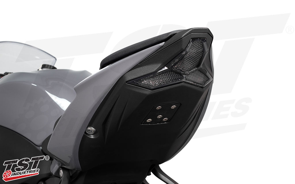 Smoked TST LED Integrated Tail Light on the 2019 Kawasaki ZX6R.
