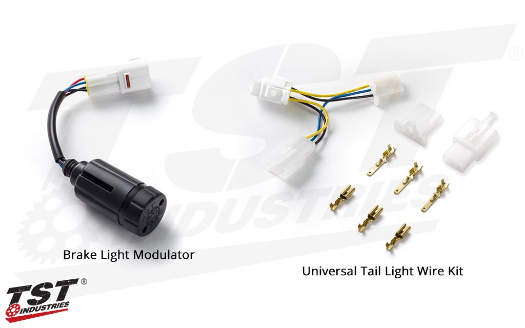 TST Brake Light Modulator - shown with Universal tail light wire kit.