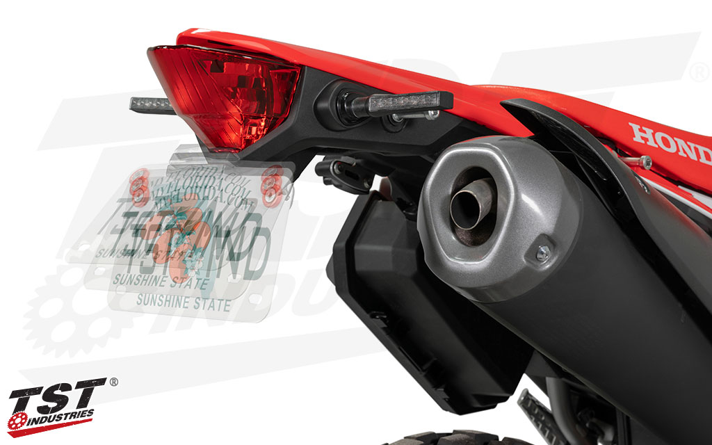 Adjust your Honda CRF300L license plate to fit your style.
