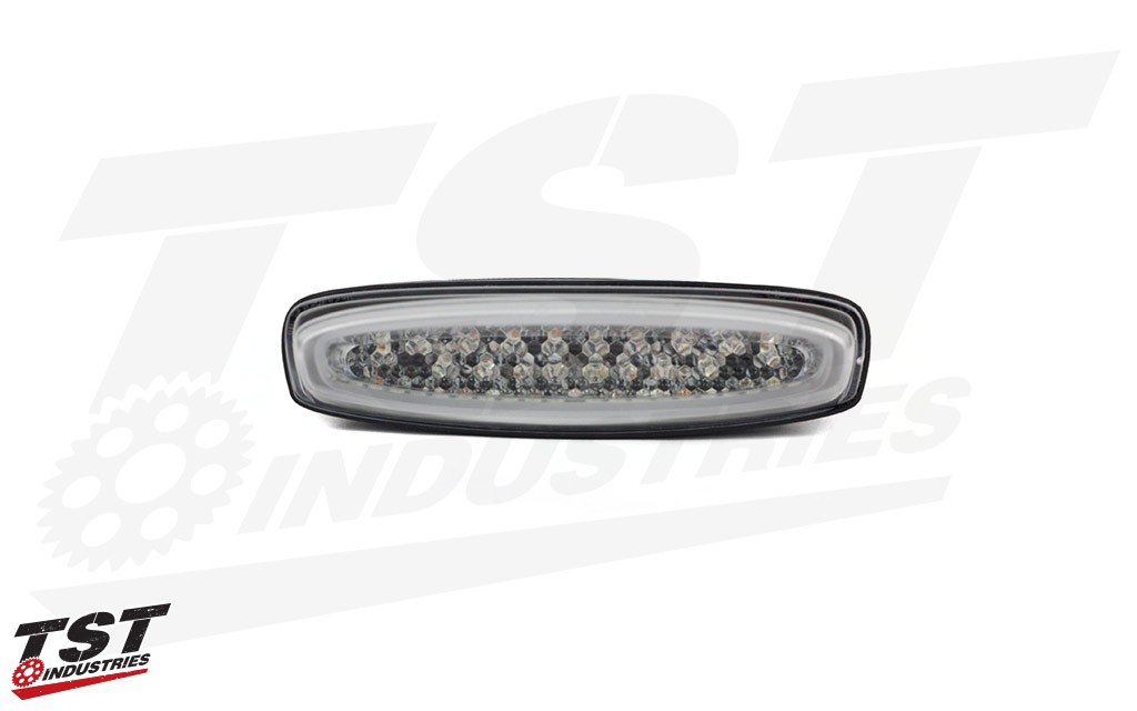 LED integrated tail light in clear.