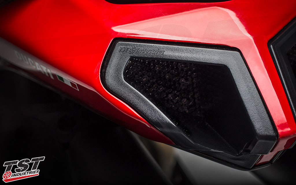 Each LED Integrated & Sequential Tail Light features a small TST Industries logo.