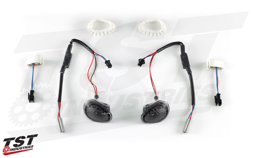 What's included in the TST Industries Halo-GTR LED Flushmount Signals (smoke version shown).