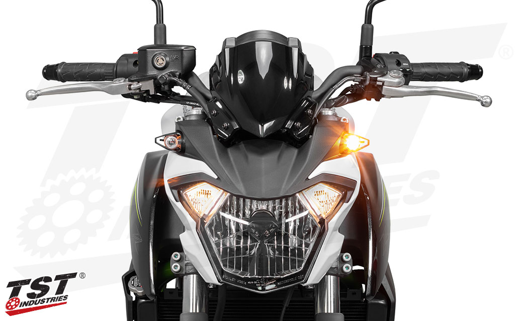 Add style and safety to your Kawasaki with bright LED turns signals from TST Industries.
