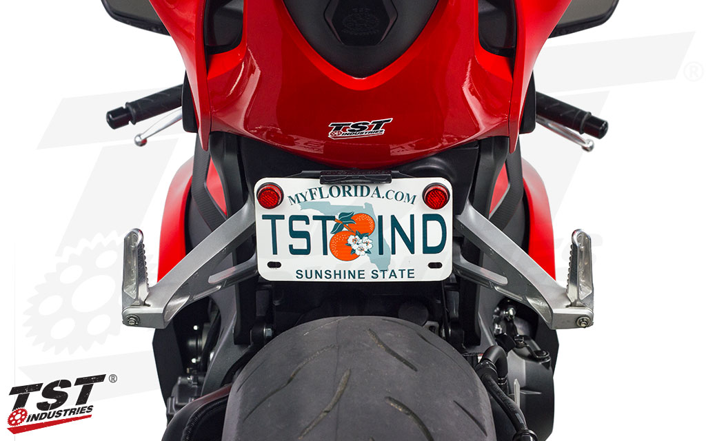 Shown installed on the CBR1000RR with our Stealth License Plate Light (sold separately).