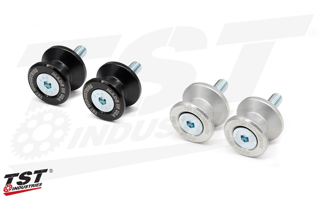 TST Anodized Aluminum Spools are available in Black or Silver anodized finish.