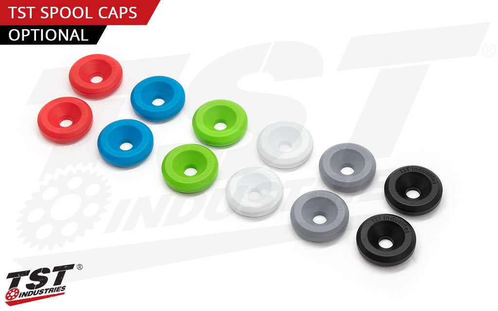 optional spool caps are available in a variety of colors.