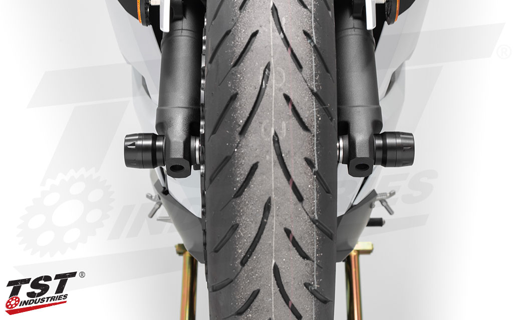 Protect your Kawasaki's lower fork bottoms and front braking components with high quality crash protection.